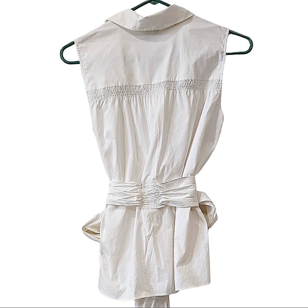 THEORY White Sleeveless Smocked Detail Blouse Size Small - Picture 2 of 8
